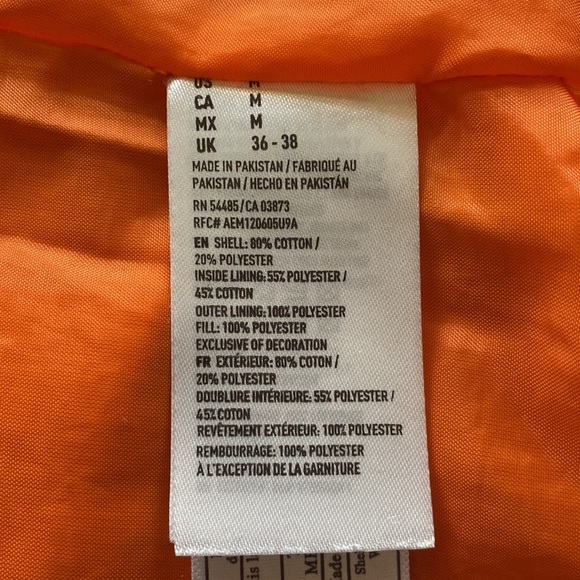 LAST MARKDOWN!! American Eagle Black Quilted Jacket with Orange Lining - Sz M - Picture 12 of 13